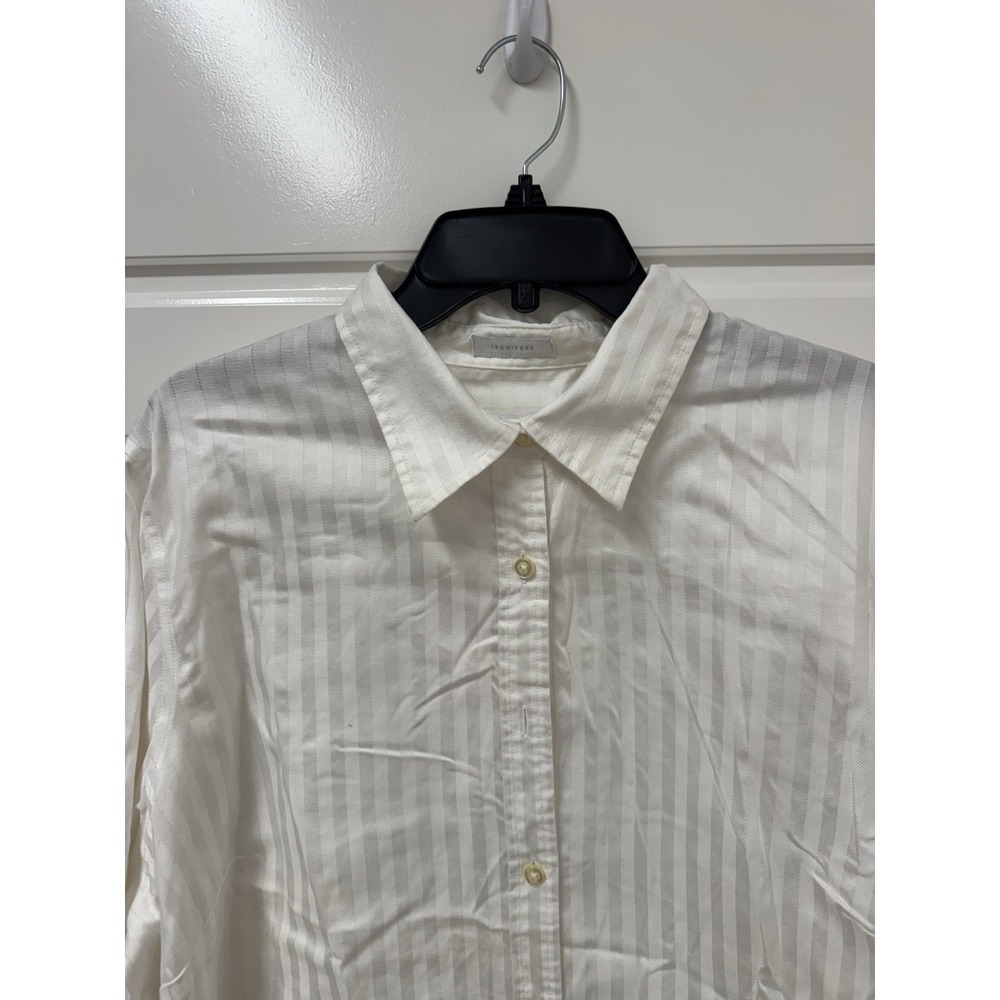 Charter Club Woman 20W White Iron Free Blouse Button Front Long Sleeve A12